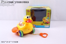 Игрушка-каталка 'Утенок' со звуком и светом в кор.