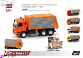 инерц. металл 'Автопарк' 1:54 Дорожная уборка камаз оранжевый 15см
